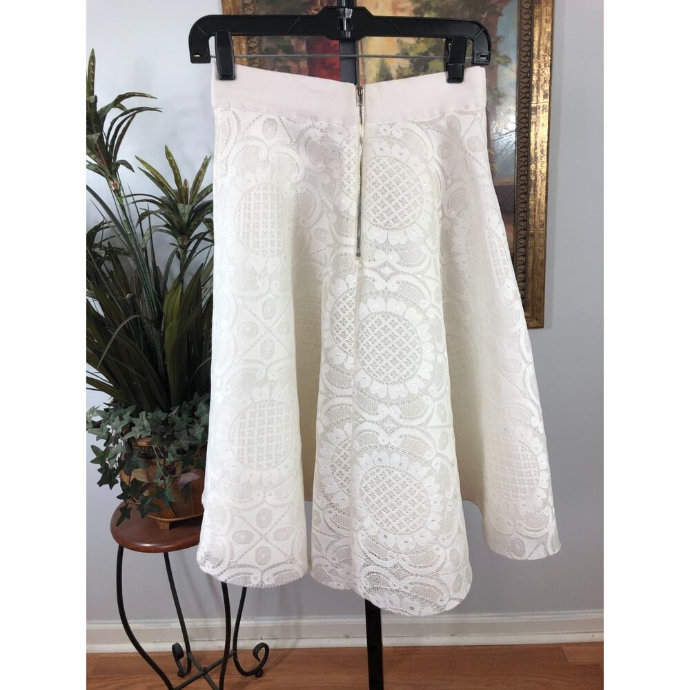 Windsor Skirt Women Sm Off White Embroidered Floral Nostalgia Cocktail Old Money - Picture 2 of 6